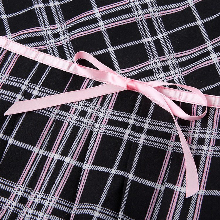 Pink Plaid Ribbon Mini Skirt SpreePicky