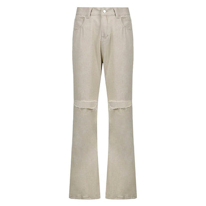 Beige Casual Flare Jeans Boogzel Clothing