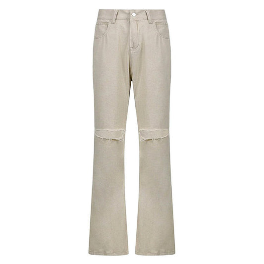 Beige Casual Flare Jeans Boogzel Clothing