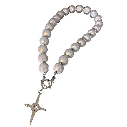 Reflective Pearl Cross Necklace SpreePicky