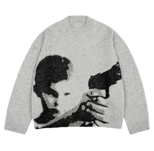 Got the Gun Grey Sweater SpreePicky