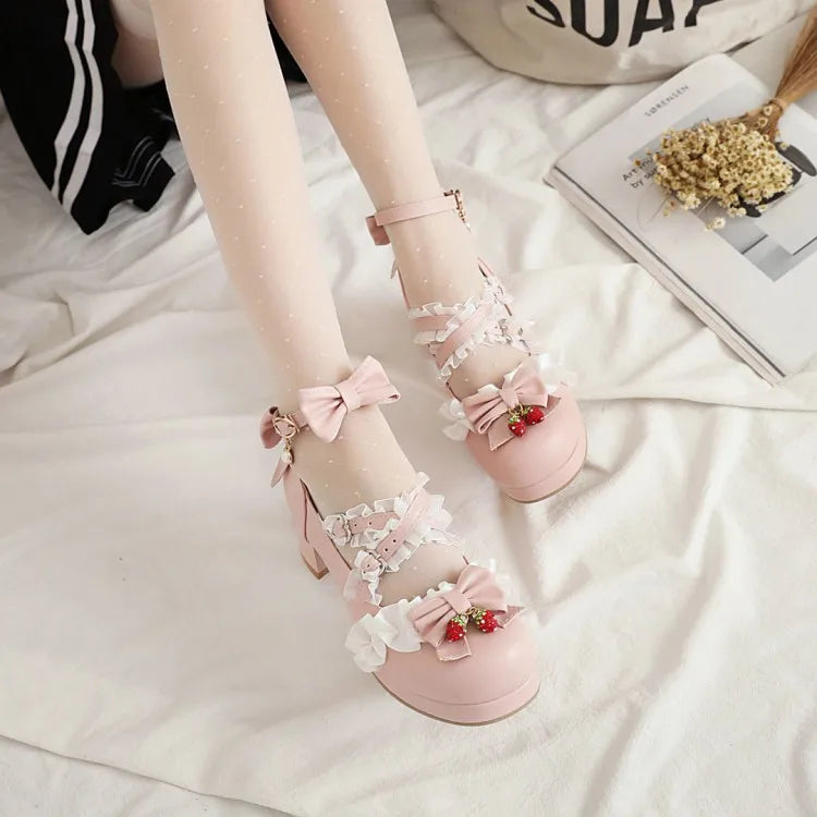 Sweet Bow Shoes Princess - Ruffles Strawberry 30-43 Wedding FashionChic