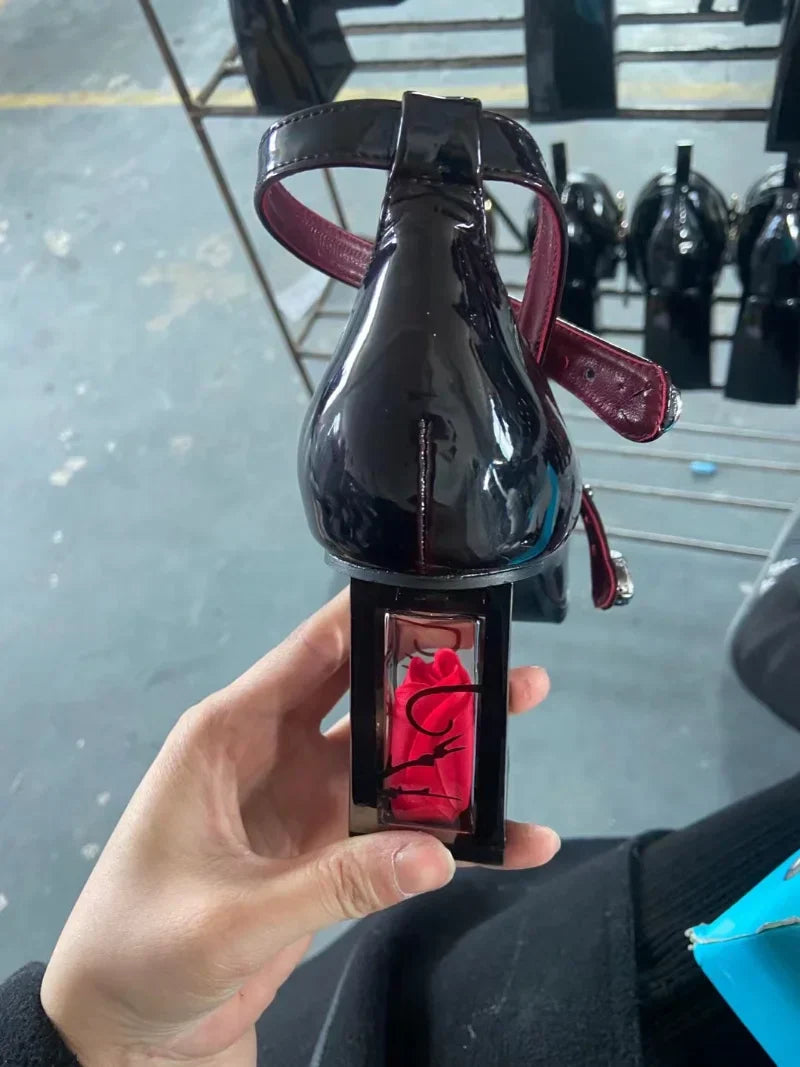 Wine Shoes Jane Block 35-43 Red Heel - Elegant Mary Rose FashionChic