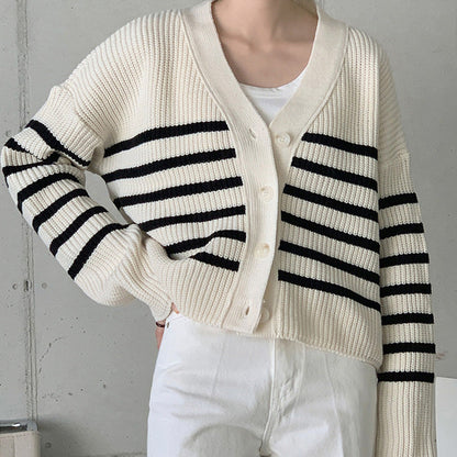 Casual Striped Cardigan SpreePicky