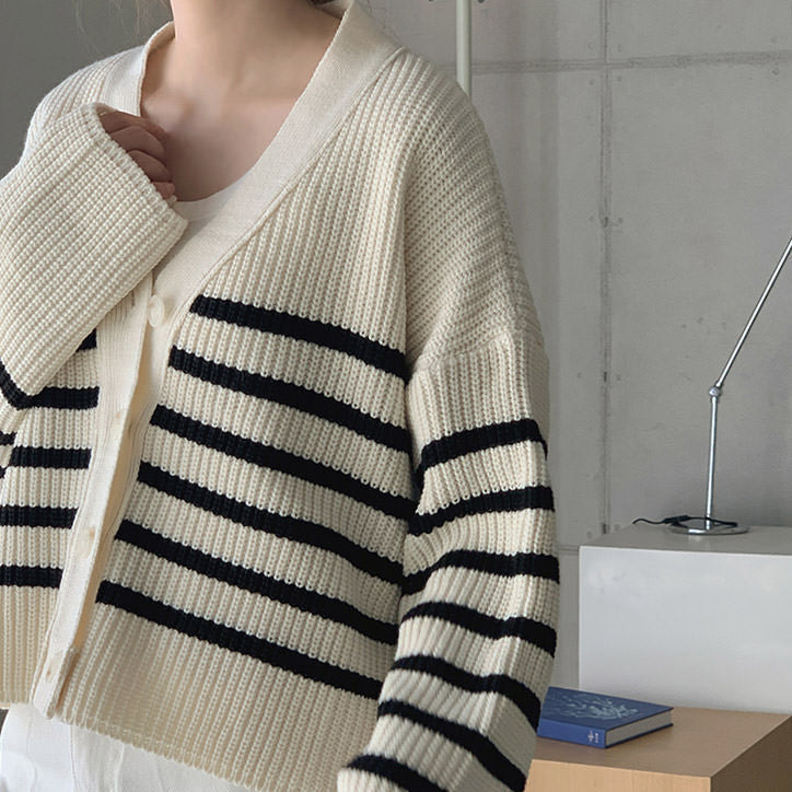 Casual Striped Cardigan SpreePicky