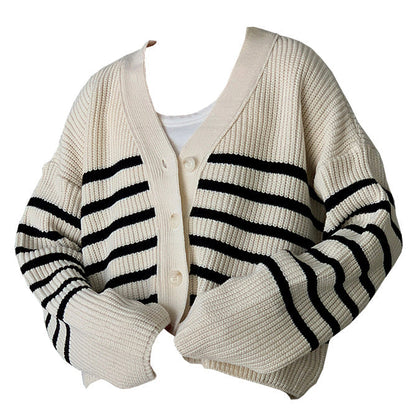 Casual Striped Cardigan SpreePicky