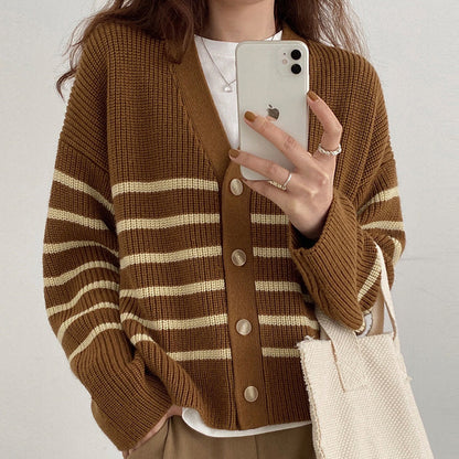 Casual Striped Cardigan SpreePicky