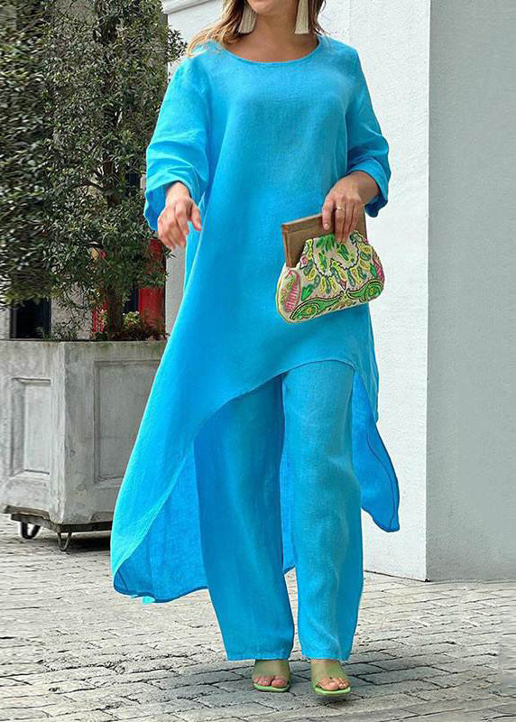 Simple Patchwork Pants Baby Wide Leg And Asymmetrical Blue Top FashionChic