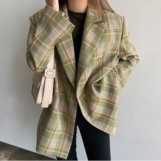 Elegant Loose Plaid Jacket Boogzel Clothing