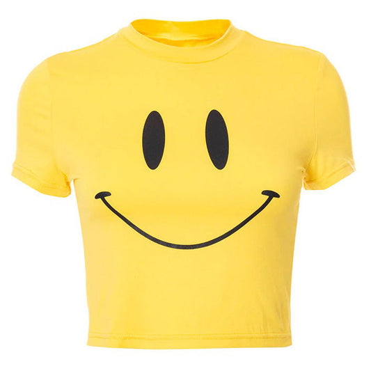 Smiley Face Yellow Crop Top Boogzel Clothing