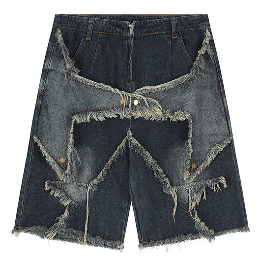 Y2K Star Patch High-Waisted Denim Shorts Boogzel Clothing