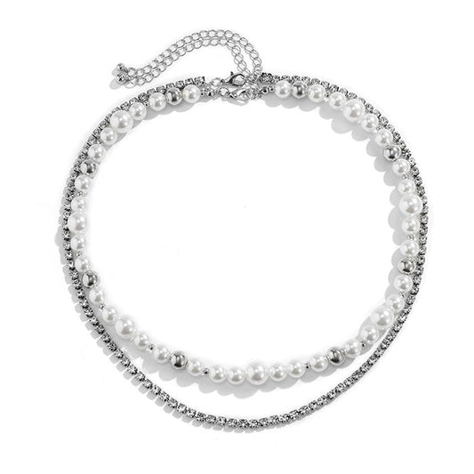 Pearl Diamond Layered Necklace SpreePicky