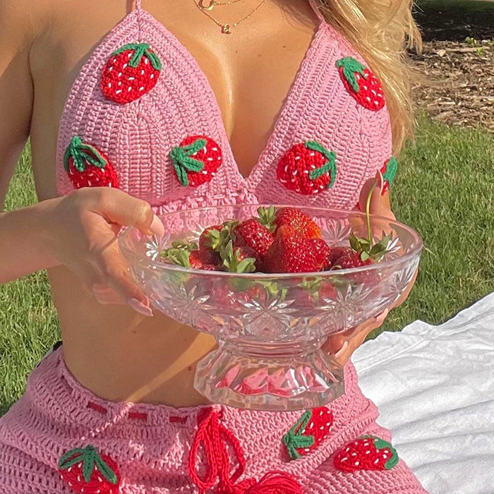 Strawberry Crochet Top and Skirt Set Boogzel Clothing