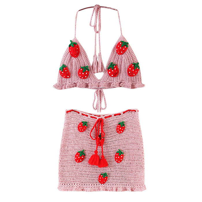 Strawberry Crochet Top and Skirt Set Boogzel Clothing