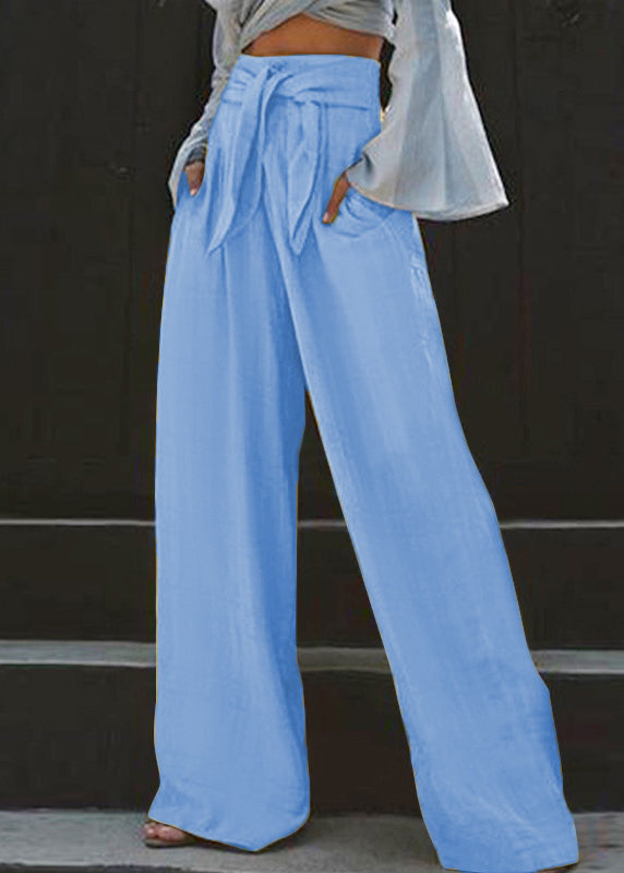 Wide Pockets Leg Summer Yellow Waist High Stylish Pants FashionChic