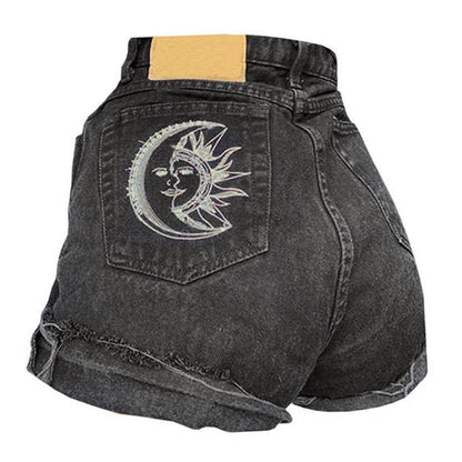 Sun Moon Denim Shorts Boogzel Clothing