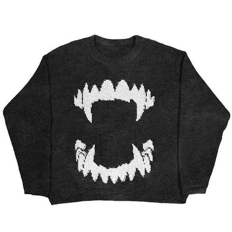 Black Teeth Oversized Sweater SpreePicky