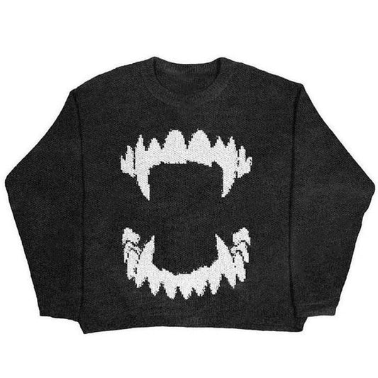 Black Teeth Oversized Sweater SpreePicky