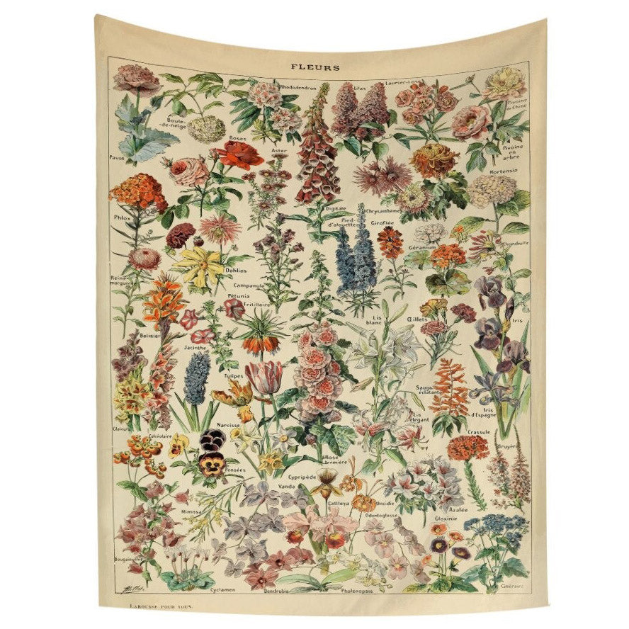 Vintage Aesthetic Fleurs Wall Tapestry Boogzel Clothing