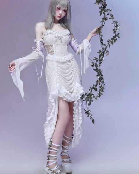 White Gothic Halloween Jumper Skirt Blood Supply