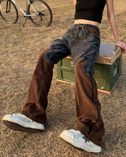 Brown Cowboy Wide Leg Jeans Boogzel Clothing