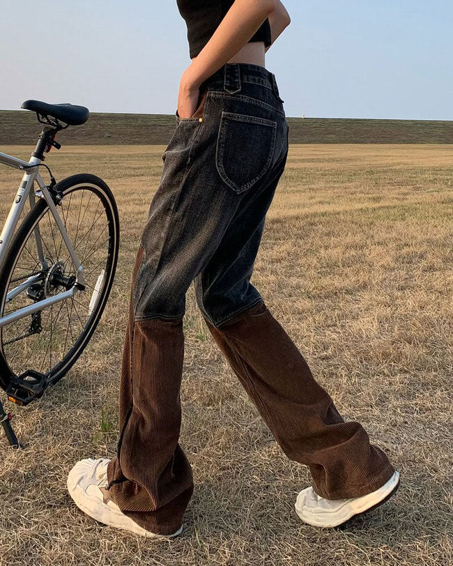 Brown Cowboy Wide Leg Jeans Boogzel Clothing