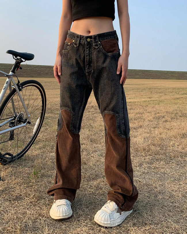 Brown Cowboy Wide Leg Jeans Boogzel Clothing