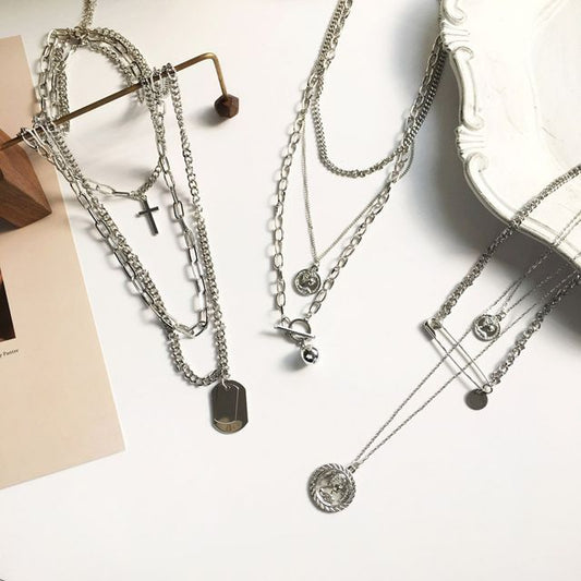 Metal Pendant Layered Choker Necklace SpreePicky