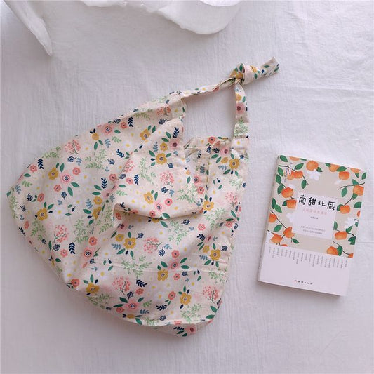 Floral Print Cotton Tote Bag mySite