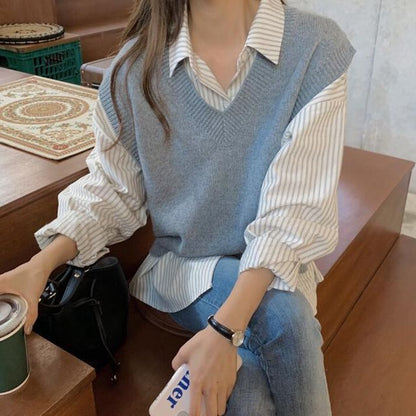 Long Sleeve Striped Shirt / V SpreePicky