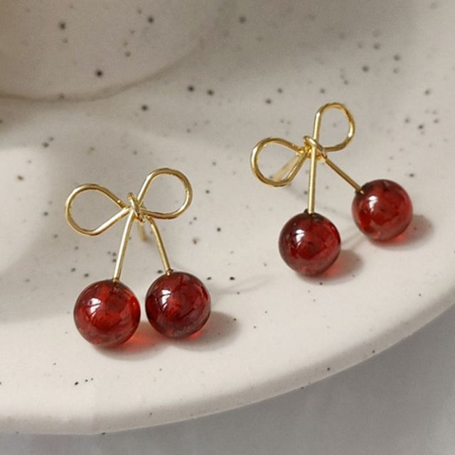 Sterling Silver Cherry Stud Earring SpreePicky