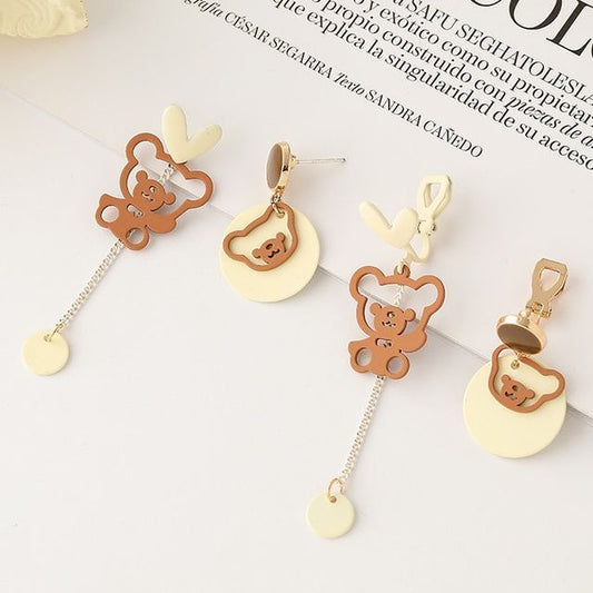 Bear Asymmetrical Dangle Earring Egirldoll