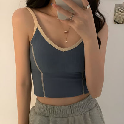 Contrast Trim Cropped Camisole Top SpreePicky