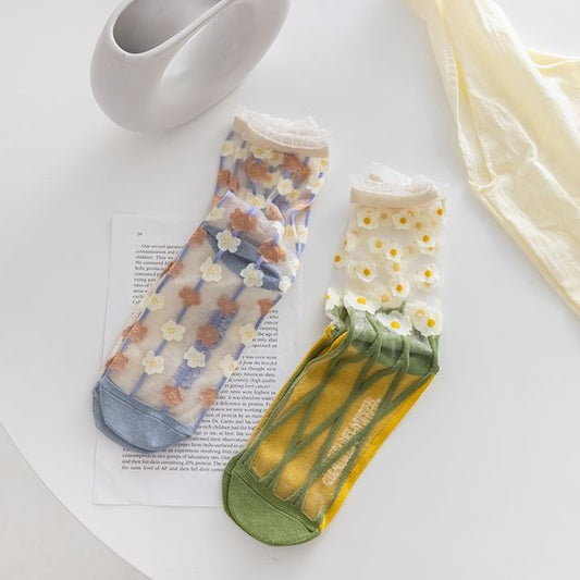 Set of 3: Floral Mesh Socks SpreePicky