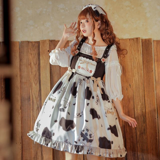 Lolita Cow Print Overall Dress mySite