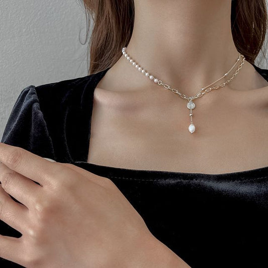 Faux Pearl Pendant Alloy Choker SpreePicky