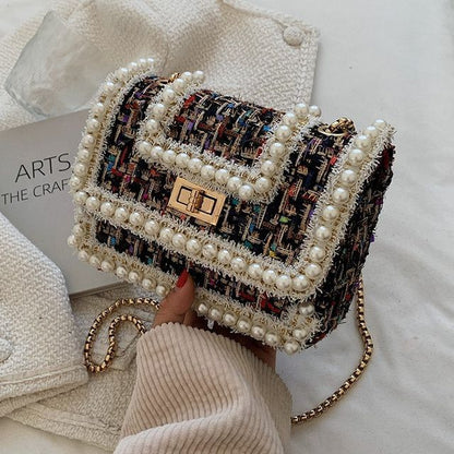 Faux Pearl Tweed Crossbody Bag SpreePicky