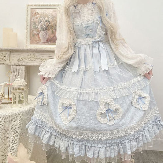 Lolita Ruffled Midi A-Line Overall Dress mySite