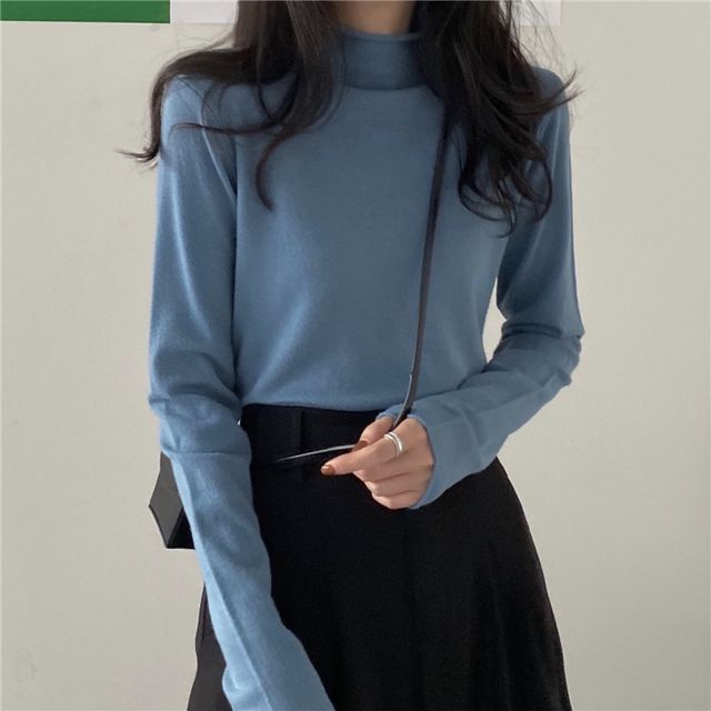 Mock Neck Knit Top SpreePicky