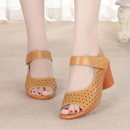 Cut-Out Block Heel Sandals mySite