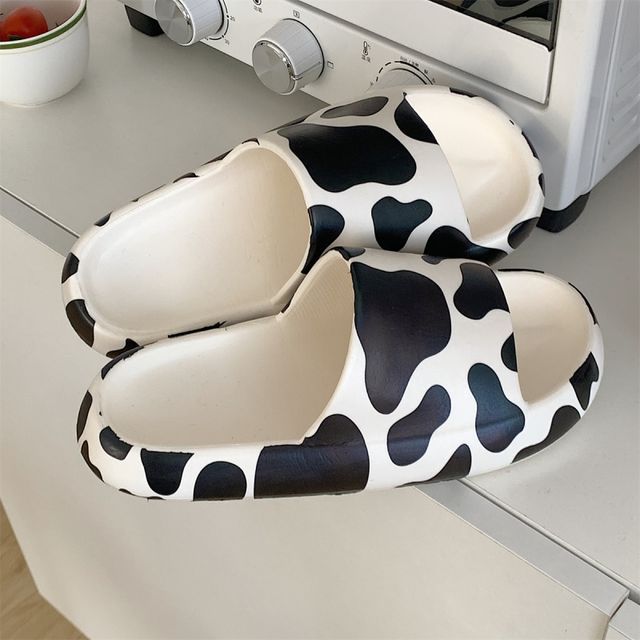 Cow Print Bathroom Slippers SpreePicky