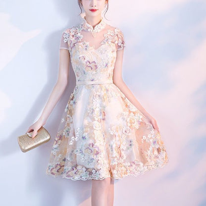 Floral Embroidered Qipao Cocktail Dress SpreePicky