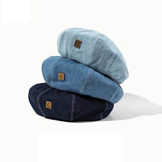 Applique Denim Beret Hat SpreePicky