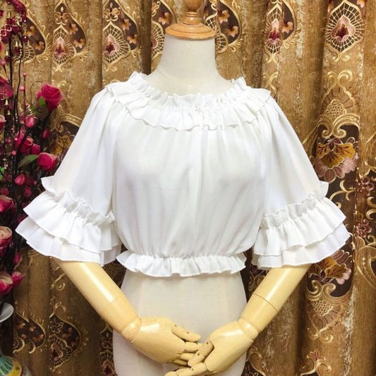 Lolita Short-Sleeve Ruffle Blouse / Lace Blouse / Long-Sleeve Lace Top mySite