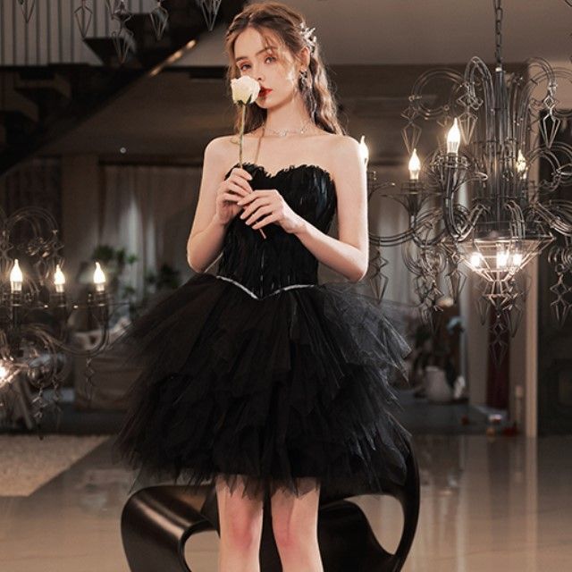 Strapless A-Line Mini Evening Dress FashionChic