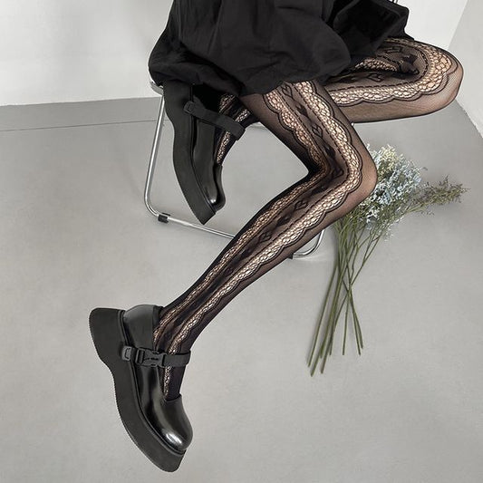 Lace Trim Sheer Tights SpreePicky