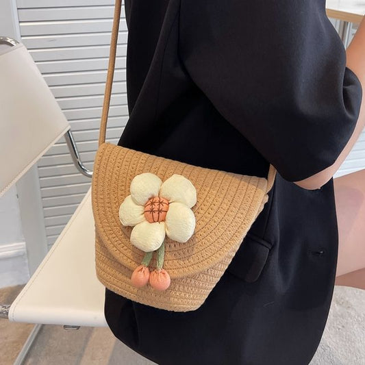 Flower Woven Crossbody Bag mySite