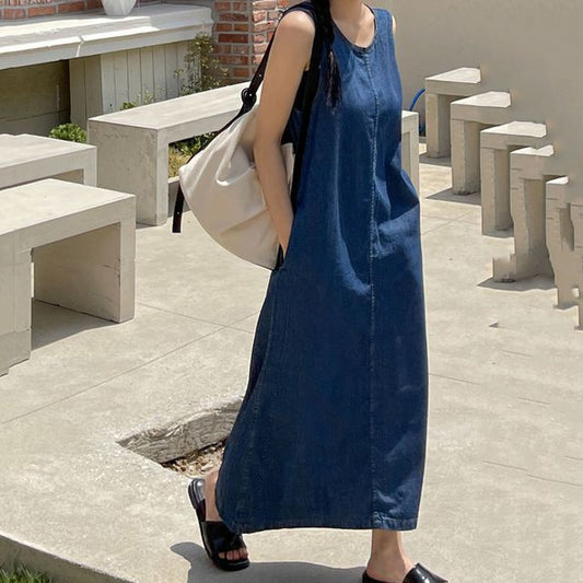 Sleeveless Denim Midi Dress mySite