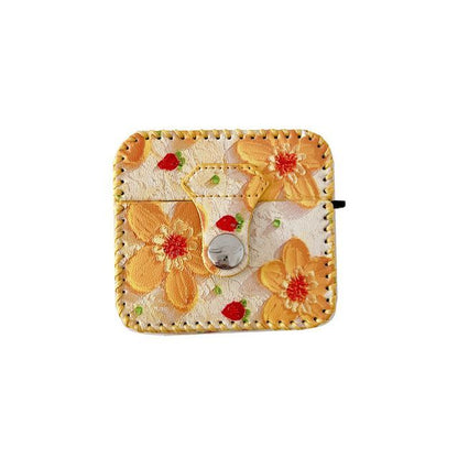 Flower Print Faux Leather AirPods Earphone Case Skin SpreePicky