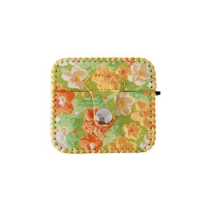 Flower Print Faux Leather AirPods Earphone Case Skin SpreePicky